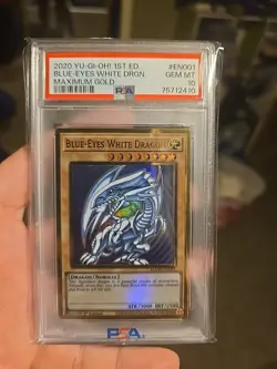 Yugioh Blue-Eyes White Dragon Maximum Gold MAGO-EN001 MINT PSA 910 - Image 1