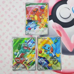 Charmander 038 + Squirtle 039 + Bulbasaur 037 - First Partner Pokemon Cards L271 - Image 1