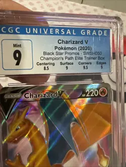 Pokemon Charizard V Champion's Path ETB Full Art Promo SWSH050 CGC 9 Mint - Image 3