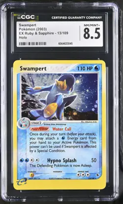 CGC 8.5 Swampert 2003 EX Ruby & Sapphire 13/109 Holo Pokemon Card - Image 1