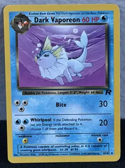 Pokemon TCG Dark Vaporeon 45/82 Team Rocket Rare Max Black Diamond - Image 1