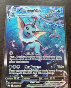 Pokemon Vaporeon VMAX SWSH182 Promo Full Art Rapid Strike Holo Sword & Shield - Image 2