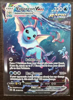 Pokemon Vaporeon VMAX SWSH182 Promo Full Art Rapid Strike Holo Sword & Shield - Image 3