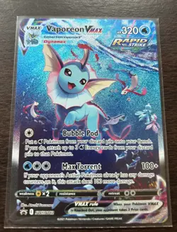 Pokemon Vaporeon VMAX SWSH182 Promo Full Art Rapid Strike Holo Sword & Shield - Image 5