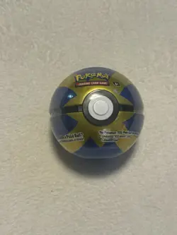 New Sealed Pokemon TCG Poke Ball Blue /Gold Tin with 3 Booster Packs & 1 Coin - Image 2
