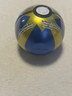 New Sealed Pokemon TCG Poke Ball Blue /Gold Tin with 3 Booster Packs & 1 Coin - Image 3