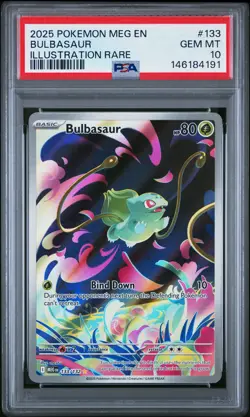 2025 POKEMON MEG EN-MEGA EVOLUTION ILLUSTRATION RARE #133 BULBASAUR PSA 10 - Image 1