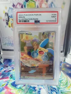 Pokemon Paradox Rift Minun #194 Scarlet Violet Illustration Rare - MINT - PSA 9 - Image 1