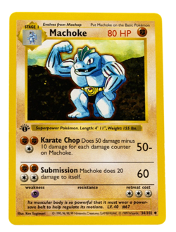 Machoke Pokemon Base Set Shadowless 1st Edition 34/102 LP - Image 1