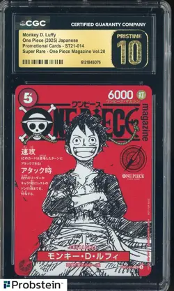 2025 One Piece JPN ST21 Promo Magazine Vol.20 014 Monkey D Luffy CGC 10 PRISTINE - Image 1
