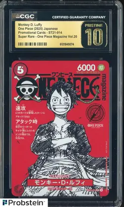 2025 One Piece JPN ST21 Promo Magazine Vol.20 014 Monkey D Luffy CGC 10 PRISTINE - Image 1