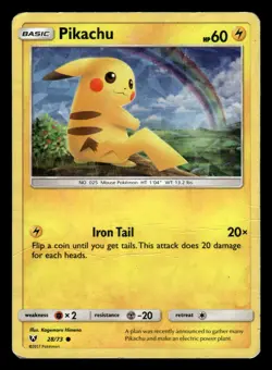 Pikachu 28/73 Cracked Ice Holo Shining Legends Pokemon Card - Image 1
