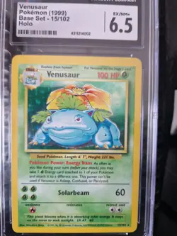 Venusaur Holo Pokemon Card *Near Mint* CGC 6.5 1999 Base Set - Image 2