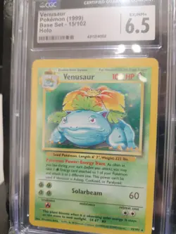 Venusaur Holo Pokemon Card *Near Mint* CGC 6.5 1999 Base Set - Image 3