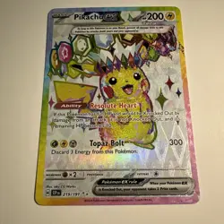 Pokemon TCG Pikachu EX Ultra Rare Holo Card 219/191 Surging Sparks - Image 1
