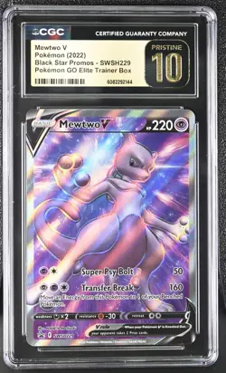 CGC PRISTINE 10 2022 PM Swsh BSP FA/Mewtwo V #SWSH229 Pokemon Go Elite Trnr.Bx. - Image 1