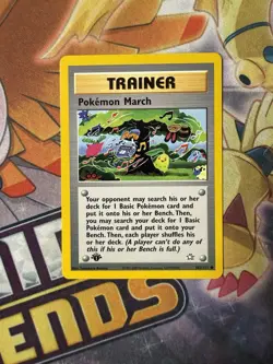 POKEMON MARCH 102/111 1ST EDITION TRAINER NEO GENESIS TOMOKAZU KOMIYA NM - Image 1