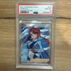 PSA 10 GEM MINT Skyla Full Art 072 Shining Fates Pokemon 2021 - Image 1