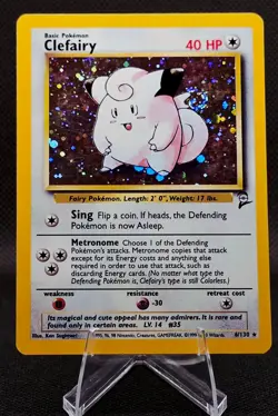 Vintage Pokemon Clefairy Holo 6/130 Base Set 2 WOTC – Swirl Holo - Image 1