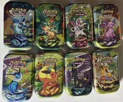 Pokemon Scarlet Violet Prismatic Evolutions Mini Tin Set Lot Of 8 New Sealed - Image 1