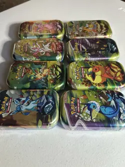 Pokemon Scarlet Violet Prismatic Evolutions Mini Tin Set Lot Of 8 New Sealed - Image 2