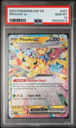 Pokemon TCG Pikachu EX 057/191 Surging Sparks Double Rare PSA 10 Gem Mint - Image 2