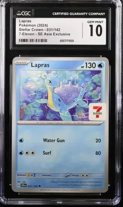 CGC 10 Lapras 031/142 7-Eleven Asia Exclusive Pokemon Card - Image 1