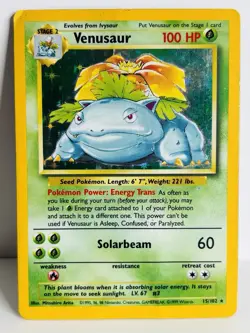 Pokemon TCG Venusaur Base Set 15/102 Holo Unlimited Holo Rare - Image 1