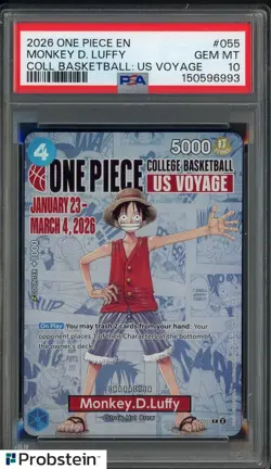 2026 One Piece EN College Basketball US Voyage #055 Monkey D Luffy PSA 10 - Image 1