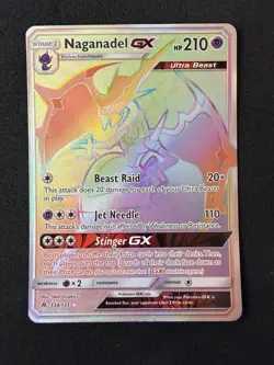 Pokemon Card Naganadel GX 134/131 SM Forbidden Light Secret Rare Near Mint - Image 1