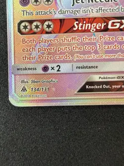 Pokemon Card Naganadel GX 134/131 SM Forbidden Light Secret Rare Near Mint - Image 2