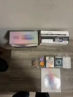 POKEMON Scarlet & Violet Prismatic Evolutions Elite Trainer Box W/some Cards - Image 5