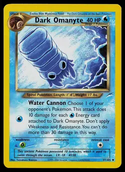 Pokemon Card Neo Destiny Dark Omanyte 37/105 Uncommon - Image 1