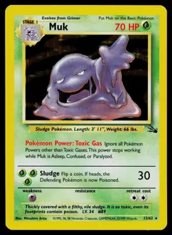 Pokemon Card Fossil Muk 13/62 Rare Holo - Image 1