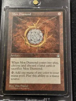 Vintage 1998 Magic the Gathering Stronghold Mox Diamond Card Near Mint - Image 1
