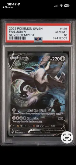 PSA 10 LUGIA V 186/195 | SWSH Silver Tempest Alt Art Graded Pokemon Card - Image 1