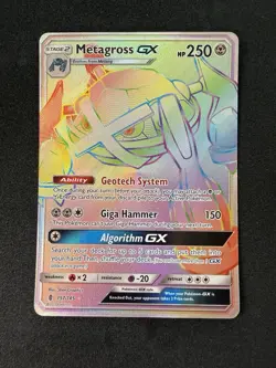 Pokemon TCG Metagross GX Guardians Rising 157/145 Rainbow Holo Rare NM - Image 1