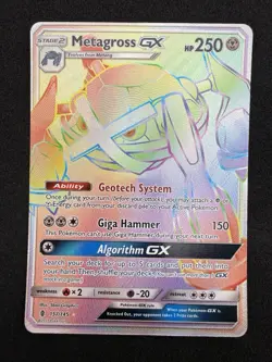 Pokemon TCG Metagross GX Guardians Rising 157/145 Rainbow Holo Rare NM - Image 2