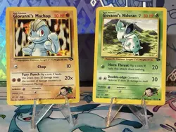 1995 Vintage Pokemon Giovanni’s Machop Nidoran Lot (2) Base Set LP-MP - Image 1