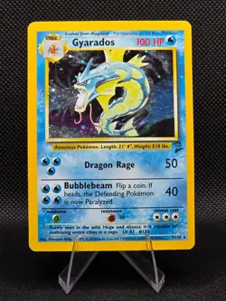 Vintage Pokemon Gyarados 7/130 Base Set 2 Holo WOTC – HP – Swirl - Image 1