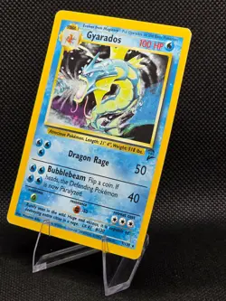 Vintage Pokemon Gyarados 7/130 Base Set 2 Holo WOTC – HP – Swirl - Image 2