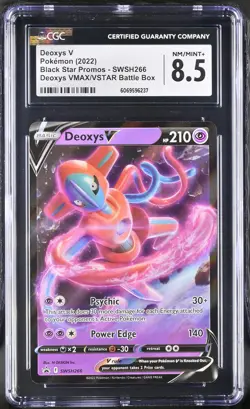 Deoxys V SWSH266 Vmax/vstar Battle Box Pokemon CGC 8.5 - Image 1