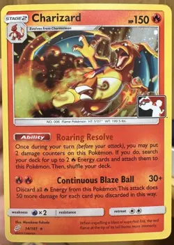 Pokemon Charizard 14/181 Team Up Play! Stamp Library Club - Image 1