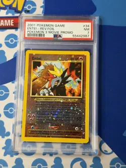 2001 POKEMON GAME MOVIE POKEMON 3 MOVIE PROMO #34 ENTEI-REVERSE FOIL PSA 7 - Image 1