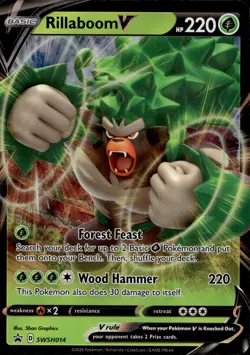 Rillaboom V SWSH014 Promo SWSH Black Star Pokemon NM/M - Image 3