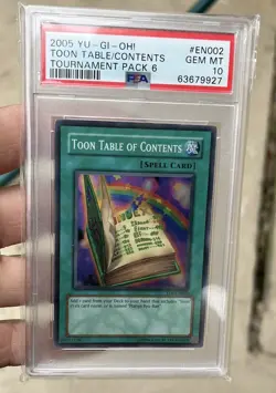 Toon Table of Contents TP6-EN002 Tournament Pack 6 Super Rare Yu-Gi-Oh! PSA 10 - Image 1