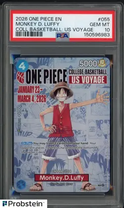 2026 One Piece EN College Basketball US Voyage #055 Monkey D Luffy PSA 10 - Image 1