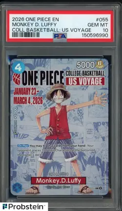 2026 One Piece EN College Basketball US Voyage #055 Monkey D Luffy PSA 10 - Image 1