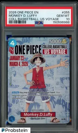 2026 One Piece EN College Basketball US Voyage #055 Monkey D Luffy PSA 10 - Image 1