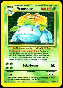 Venusaur Base Set #015/102 Holo Holo Rare Pokemon Card R2-718 - Image 1